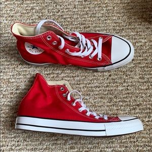 Red unisex high top Converse